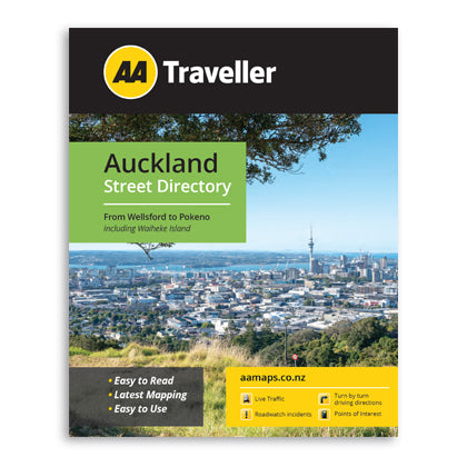 AA Traveller Auckland Street Directory from Wellsford to Pokeno including Waiheke Island. Easy to read. Easy to Use book.